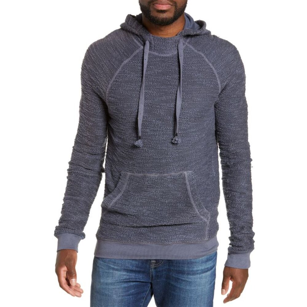Mills Supply Mens Huntington Slub Hooded Sweatshirt Blue L